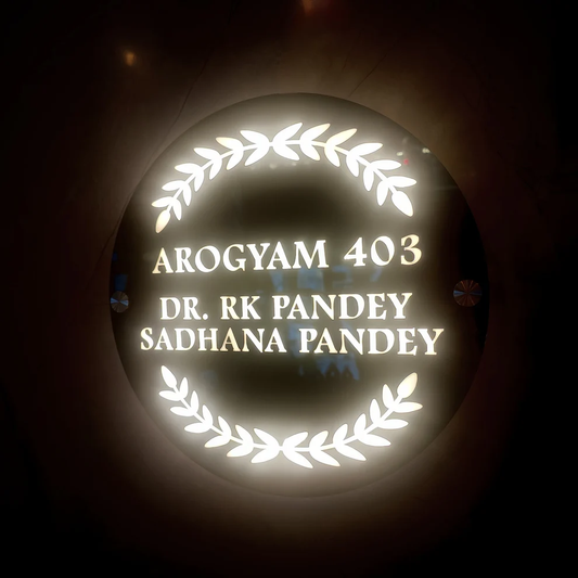 Black Circle Led Name Plate With Name