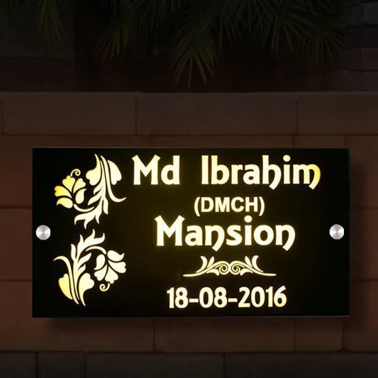 Black Led Name Plate With Name