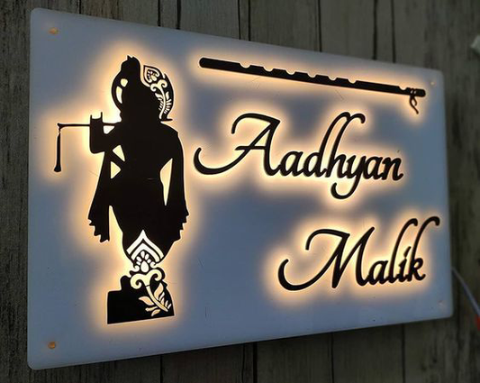 Lord Krishna Led Name Plate With Name