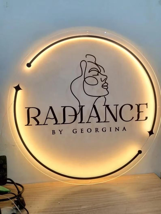 Led Transparent Name Plate with Neon on boundary