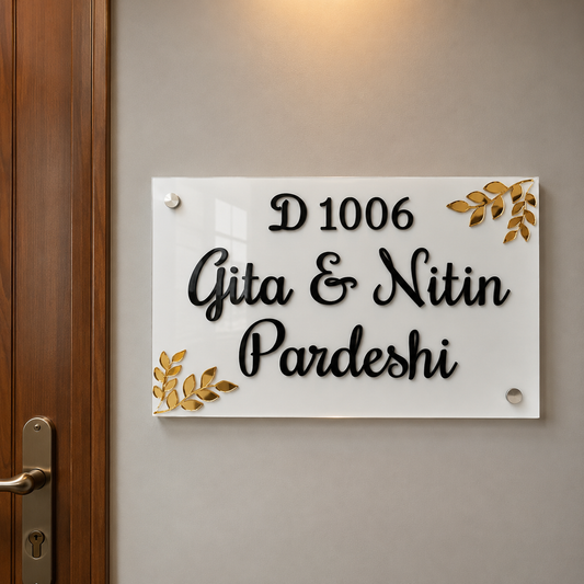 Customized Acrylic Name Plate Black and White