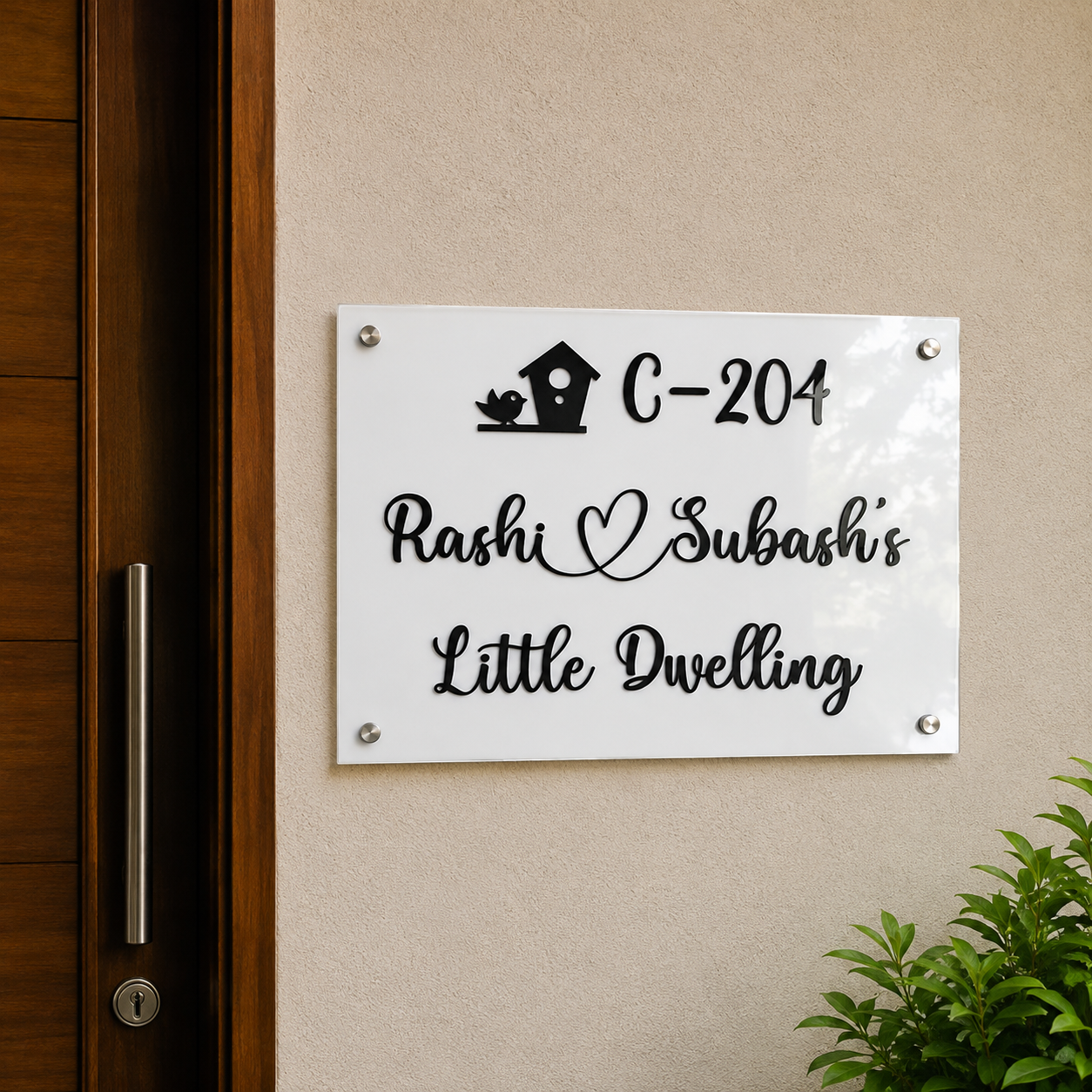 Customized Acrylic Name Plate Black and White