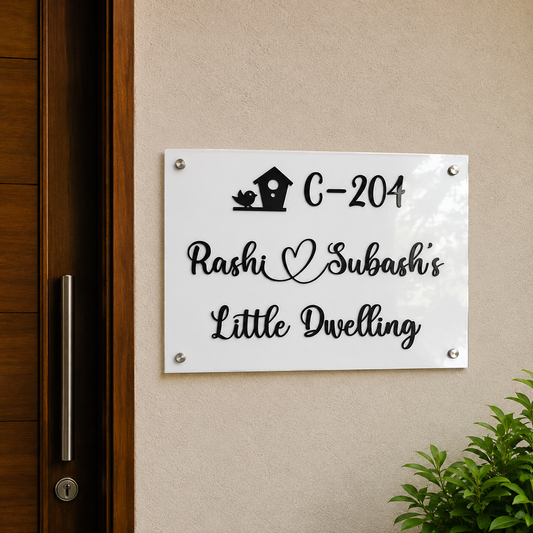 Customized Acrylic Name Plate Black and White