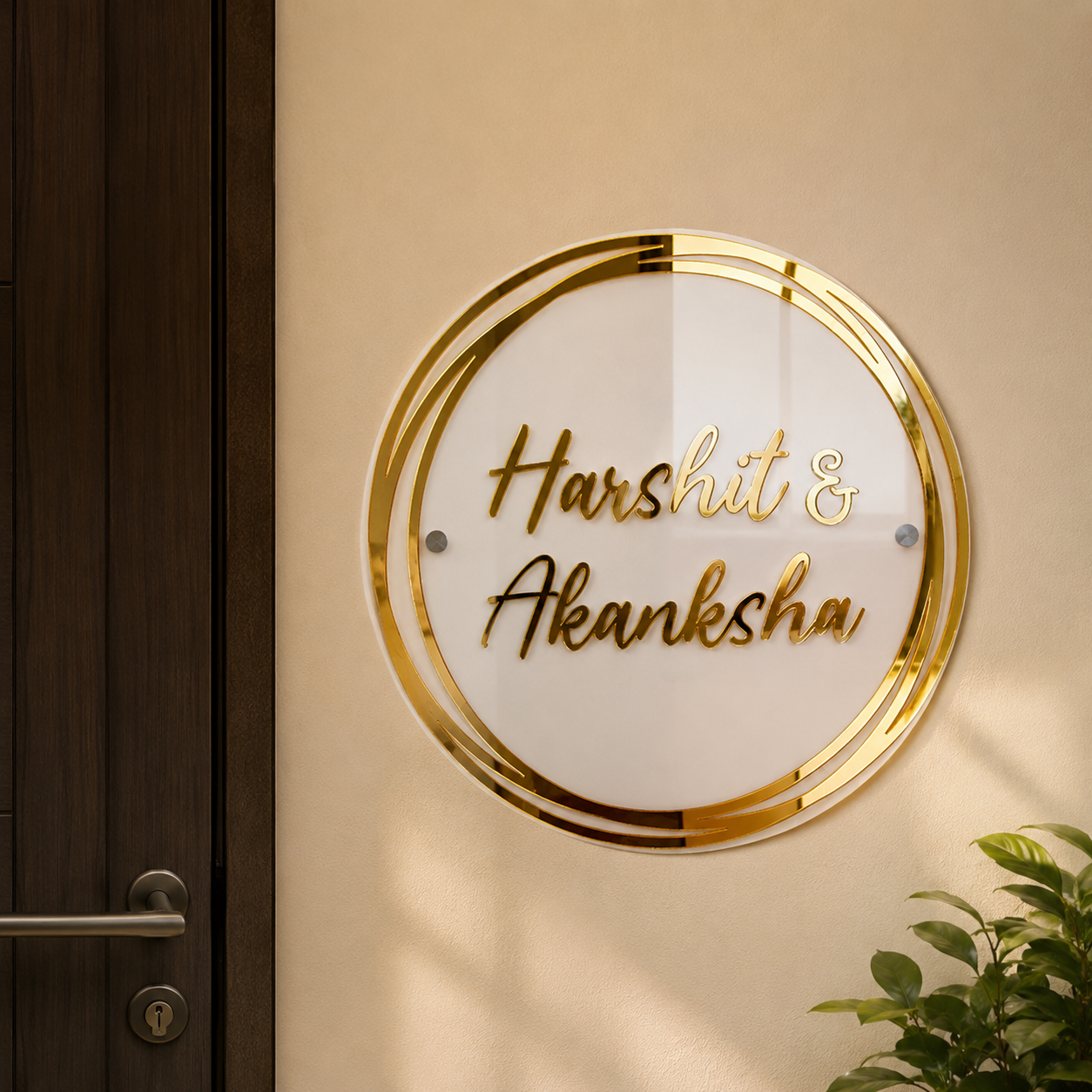Customized Acrylic Name Plate White and Golden
