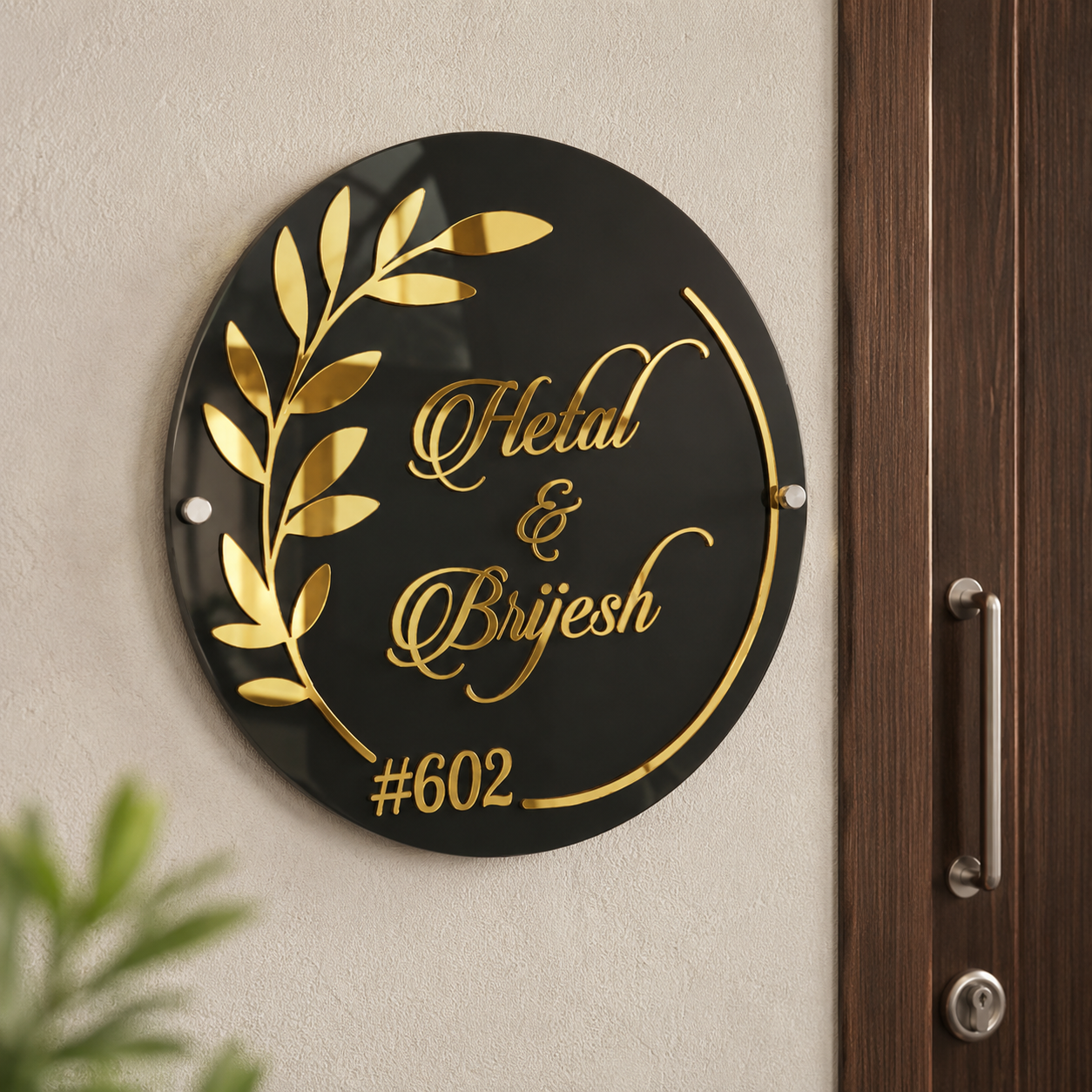 Customized Acrylic Name Plate Black and Golden