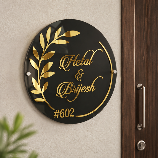 Customized Acrylic Name Plate Black and Golden
