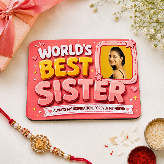 Personalized World's Best Sister Wooden Fridge Magnet