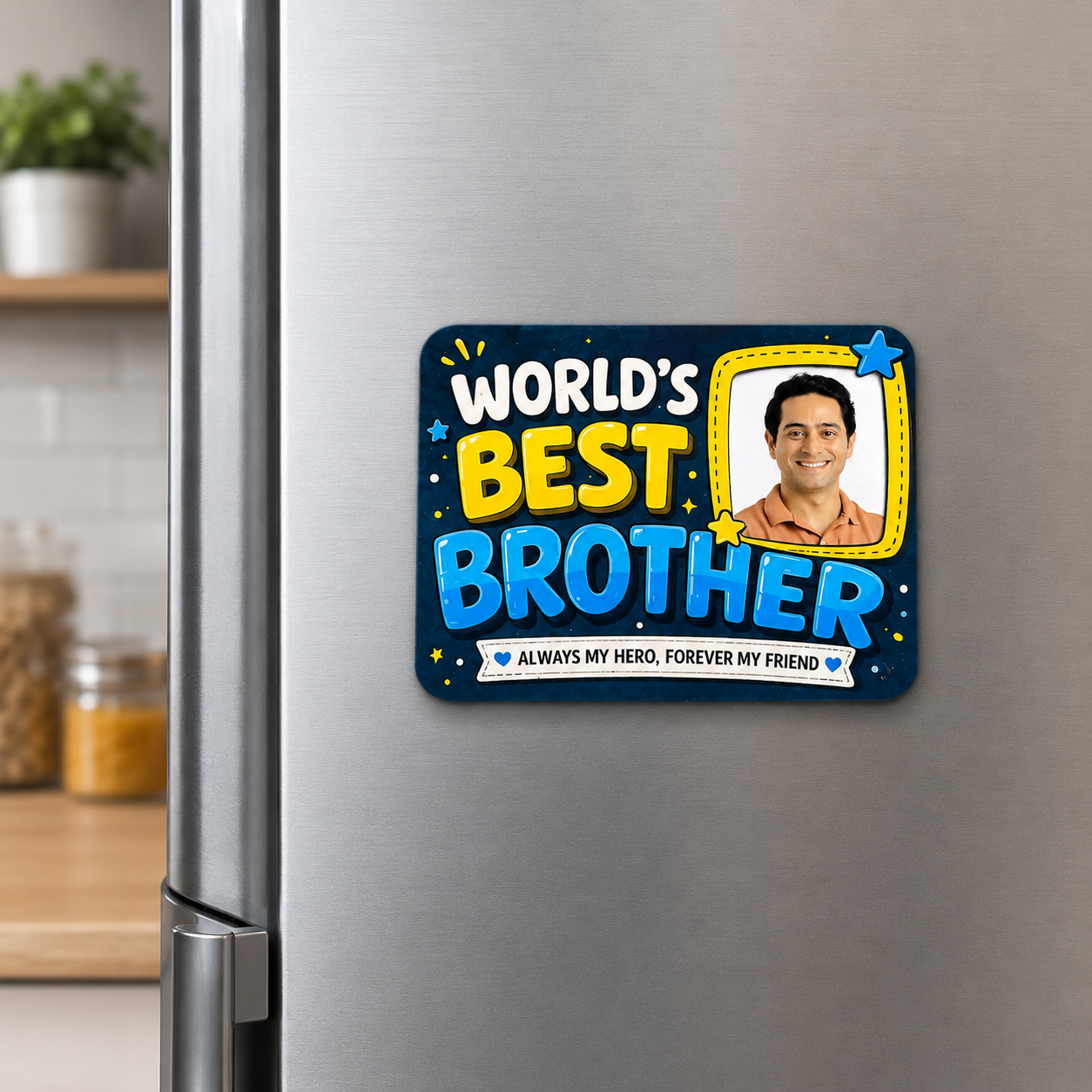 Personalized World's Best Brother Wooden Fridge Magnet