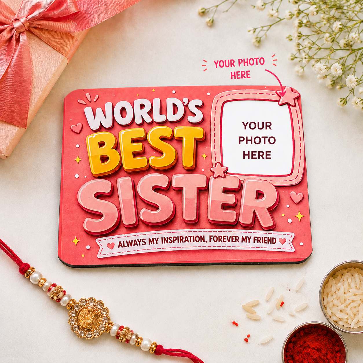 Personalized World's Best Sister Wooden Fridge Magnet