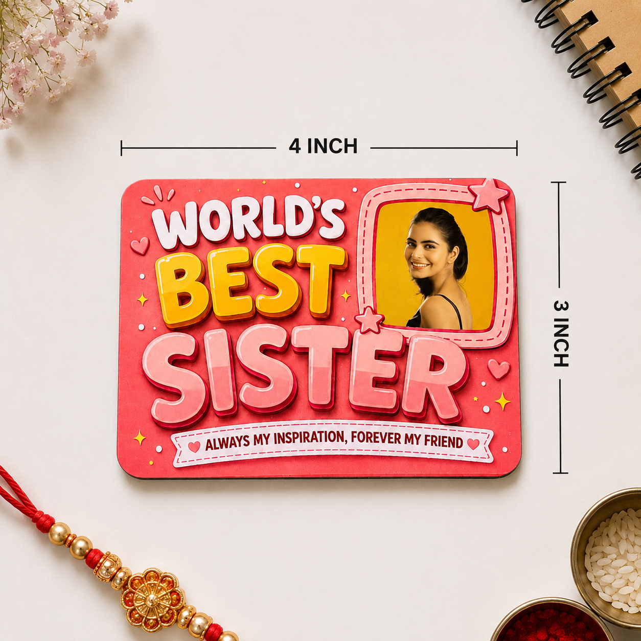 Personalized World's Best Sister Wooden Fridge Magnet