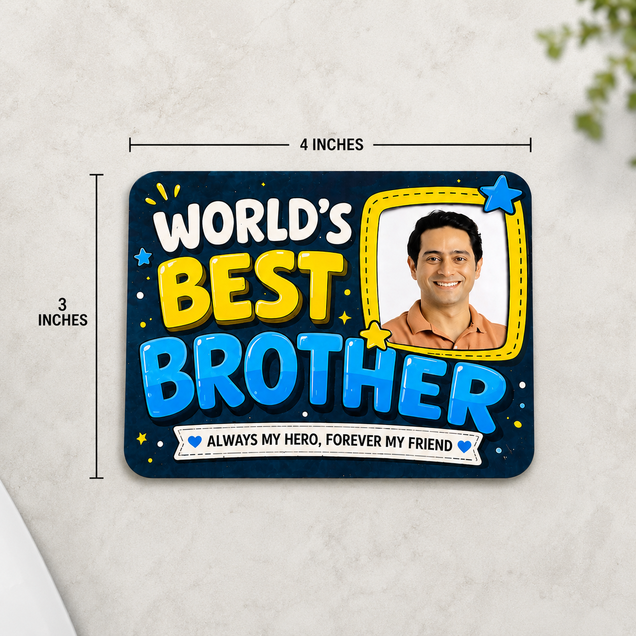 Personalized World's Best Brother Wooden Fridge Magnet