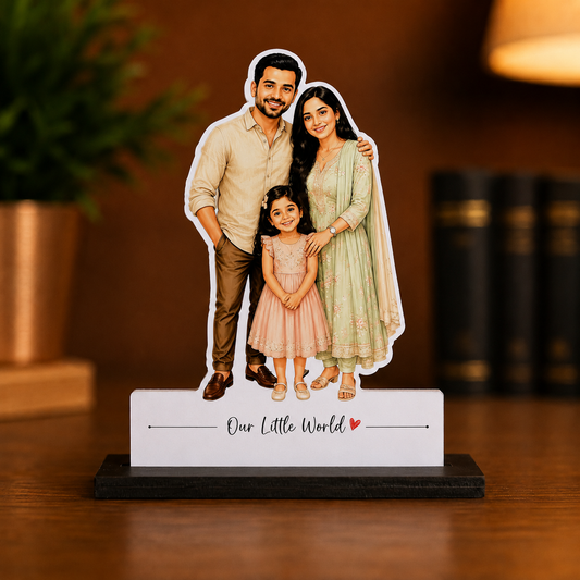 Family Caricature With Daughter