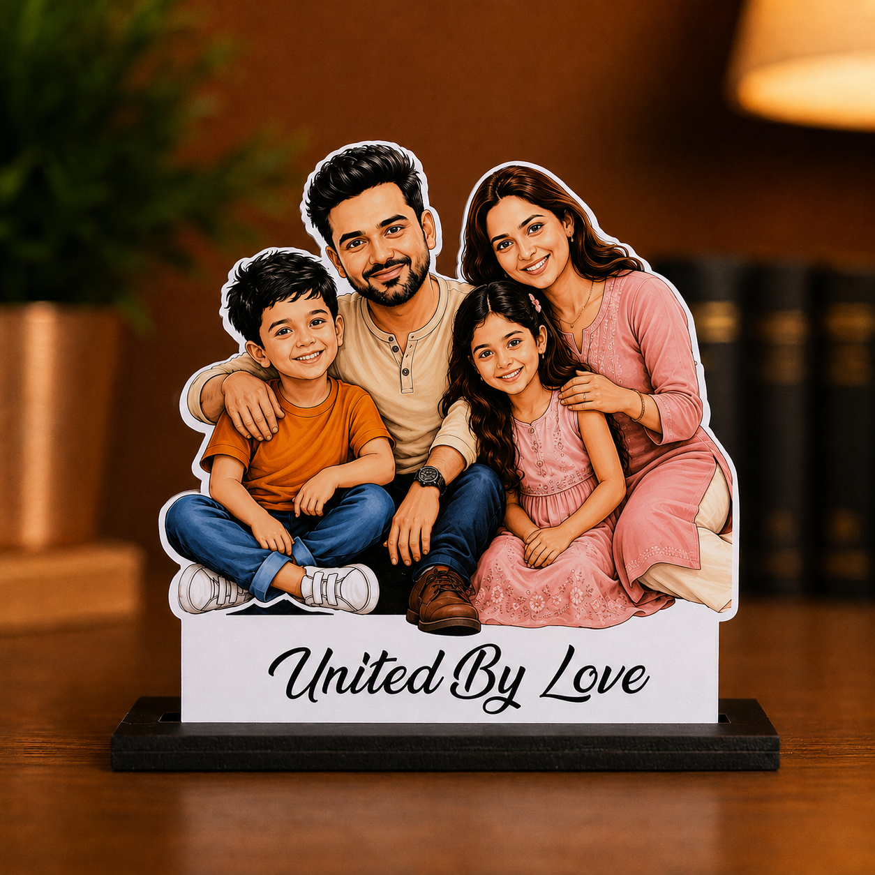 Family Caricature With Two Kids