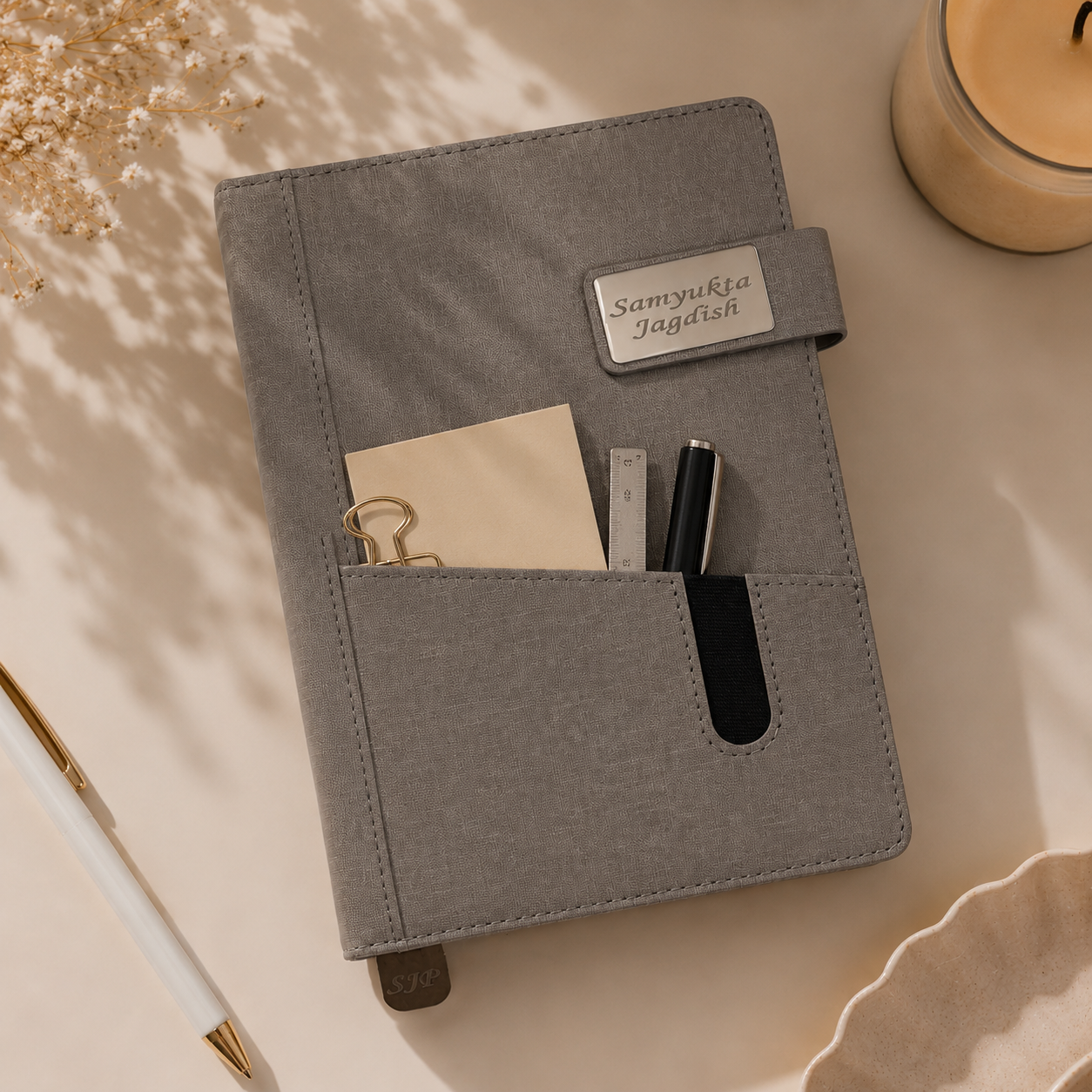 Custom Engraved Organiser Diary with Utility Pocket