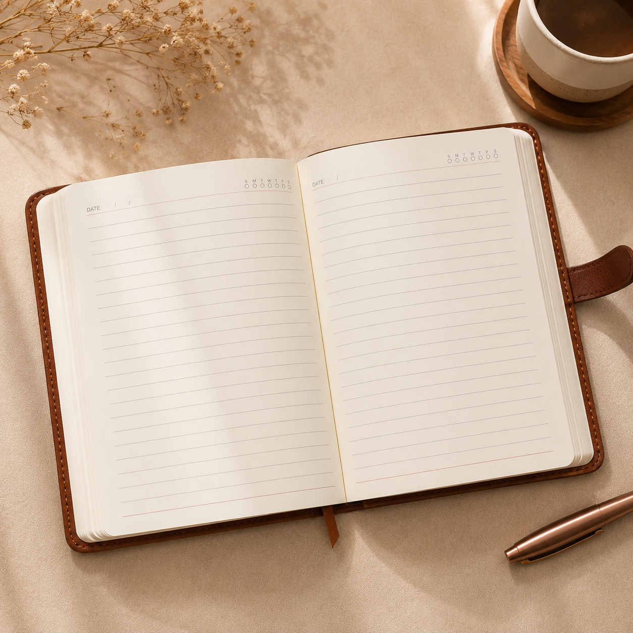 Custom Initial Engraved Premium Brown Leather Diary
