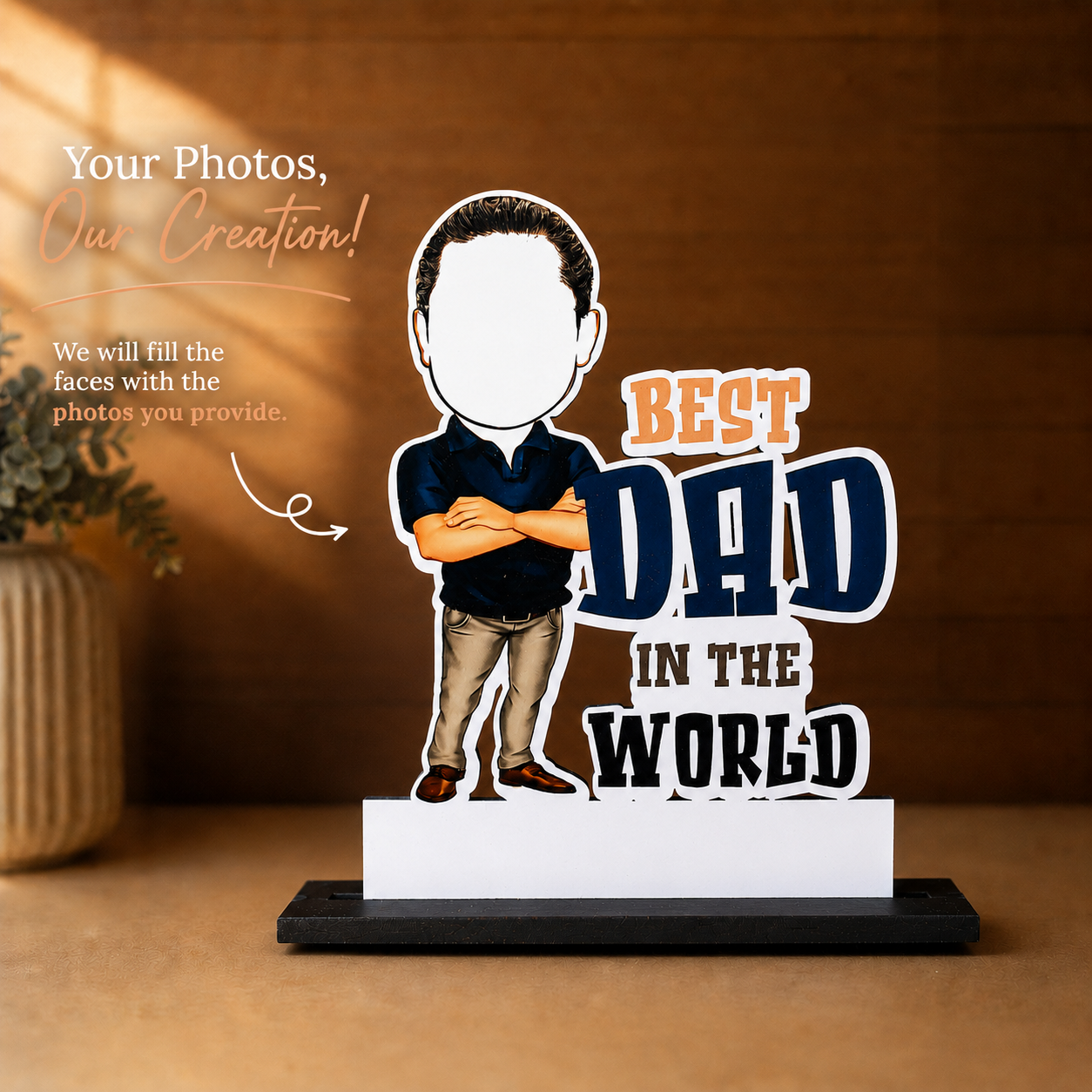 Best Dad in the World – Personalised Cartoon Cutout Gift