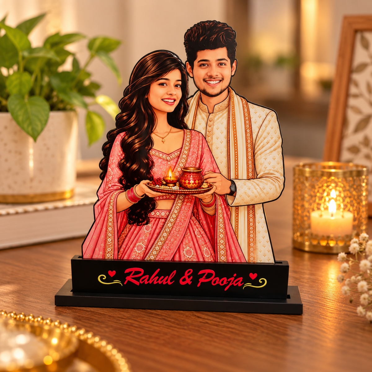 Personalized Karwa Chauth Couple Caricature