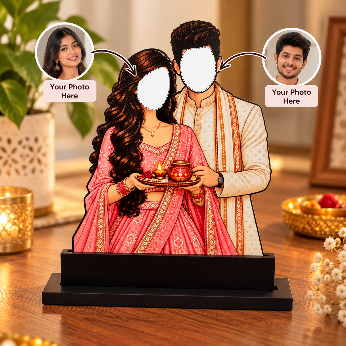 Personalized Karwa Chauth Couple Caricature