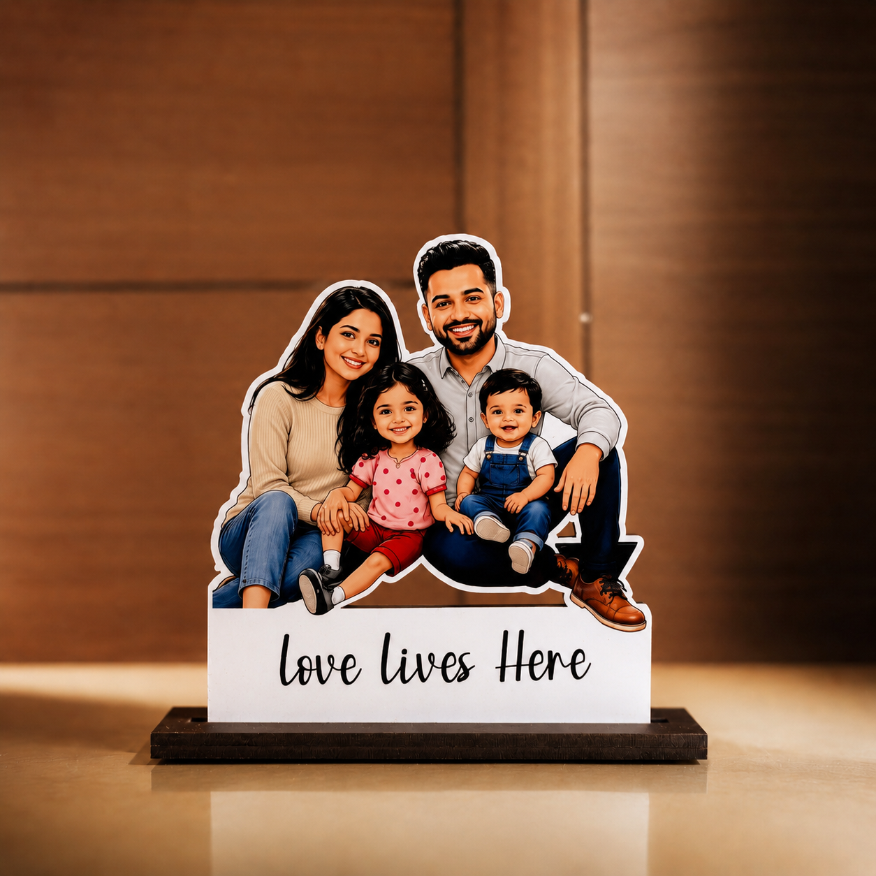 Family Caricature WithTwo Kids