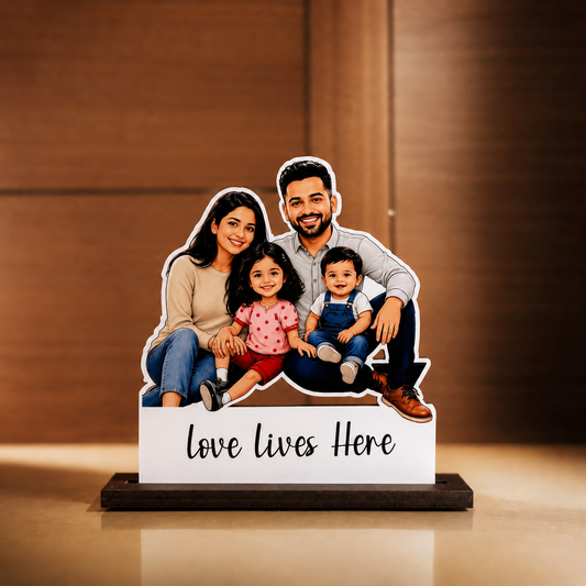 Family Caricature WithTwo Kids