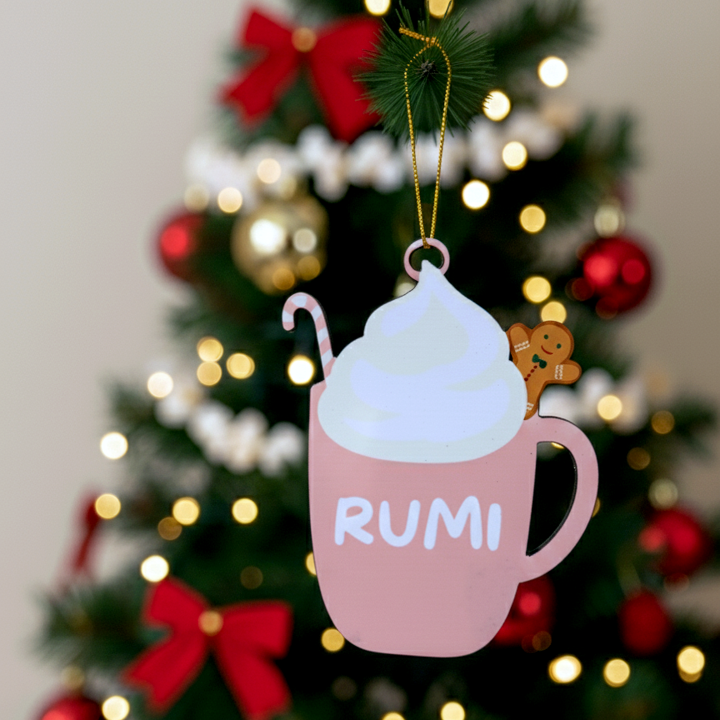 Hot Chocolate Ornament For Christmas (Pink)