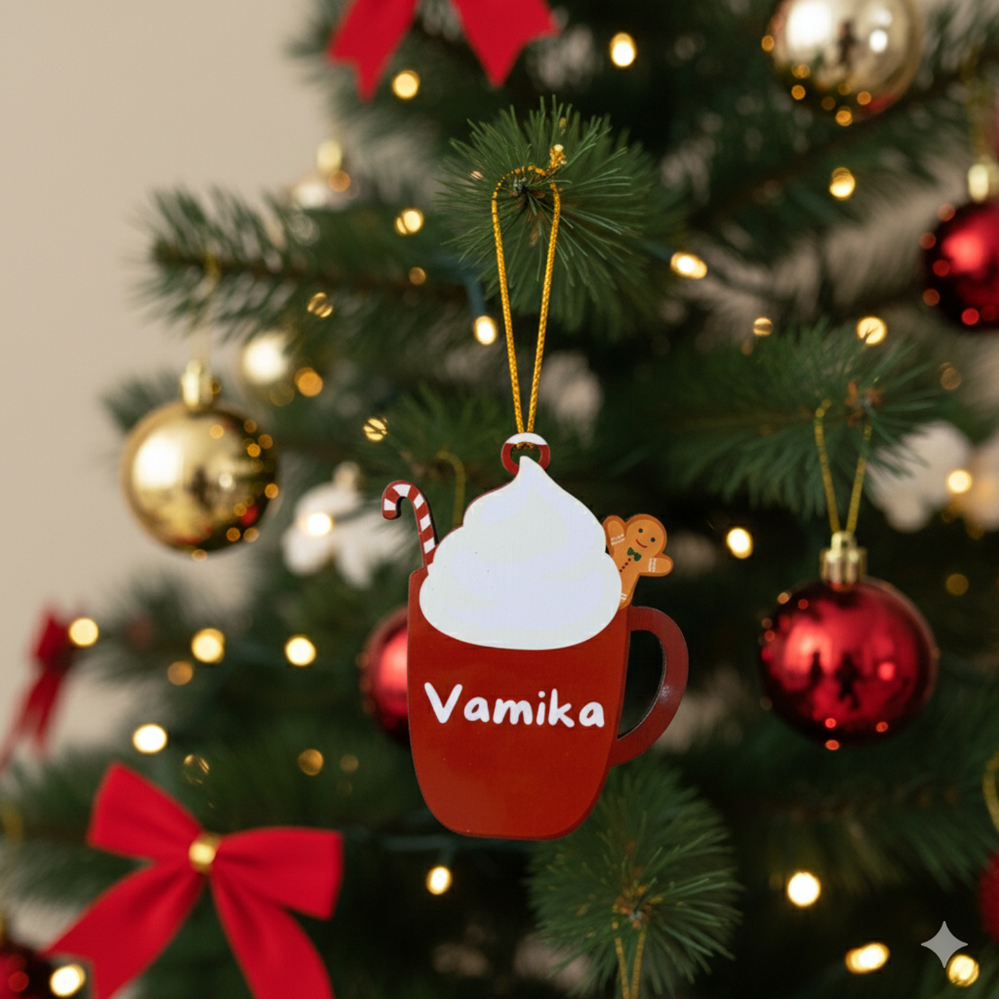 Hot Chocolate Ornament For Christmas  (Red)