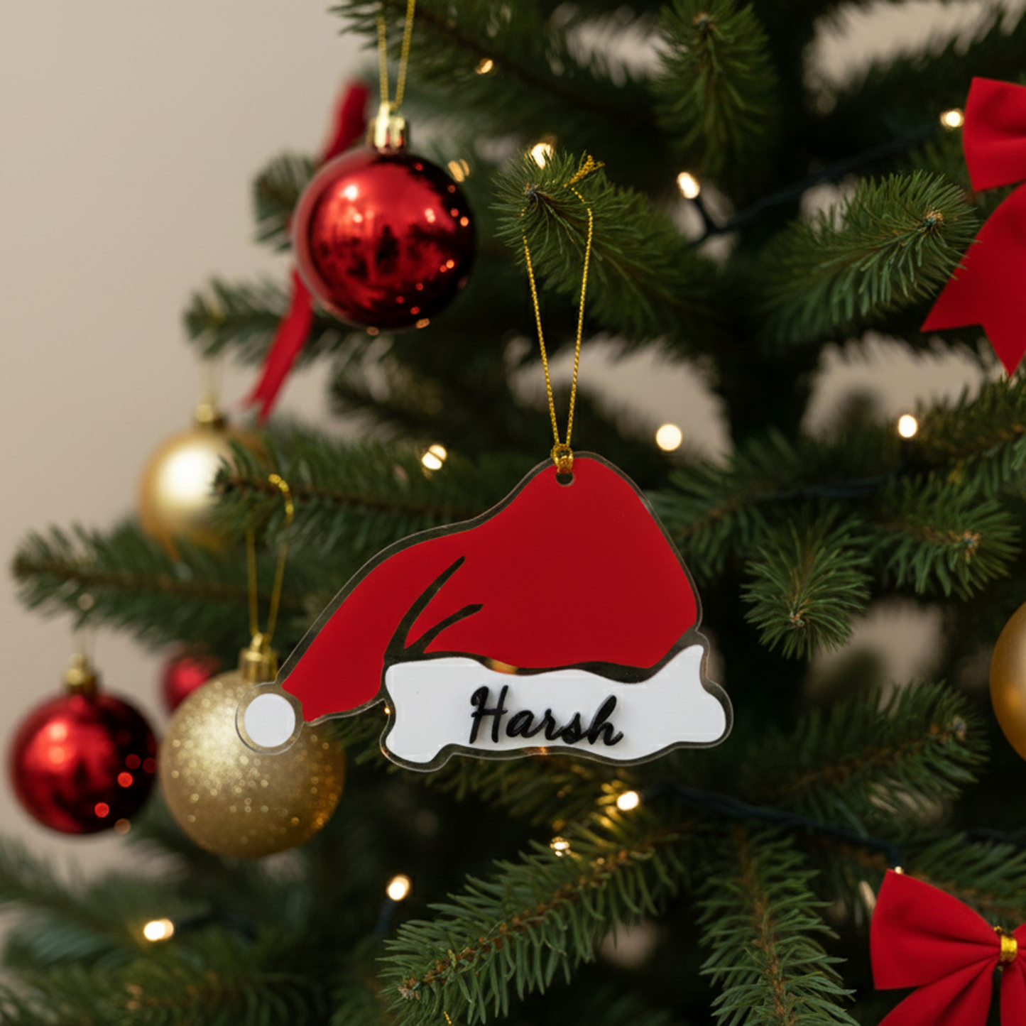 Santa Cap Personalized Christmas Ornament