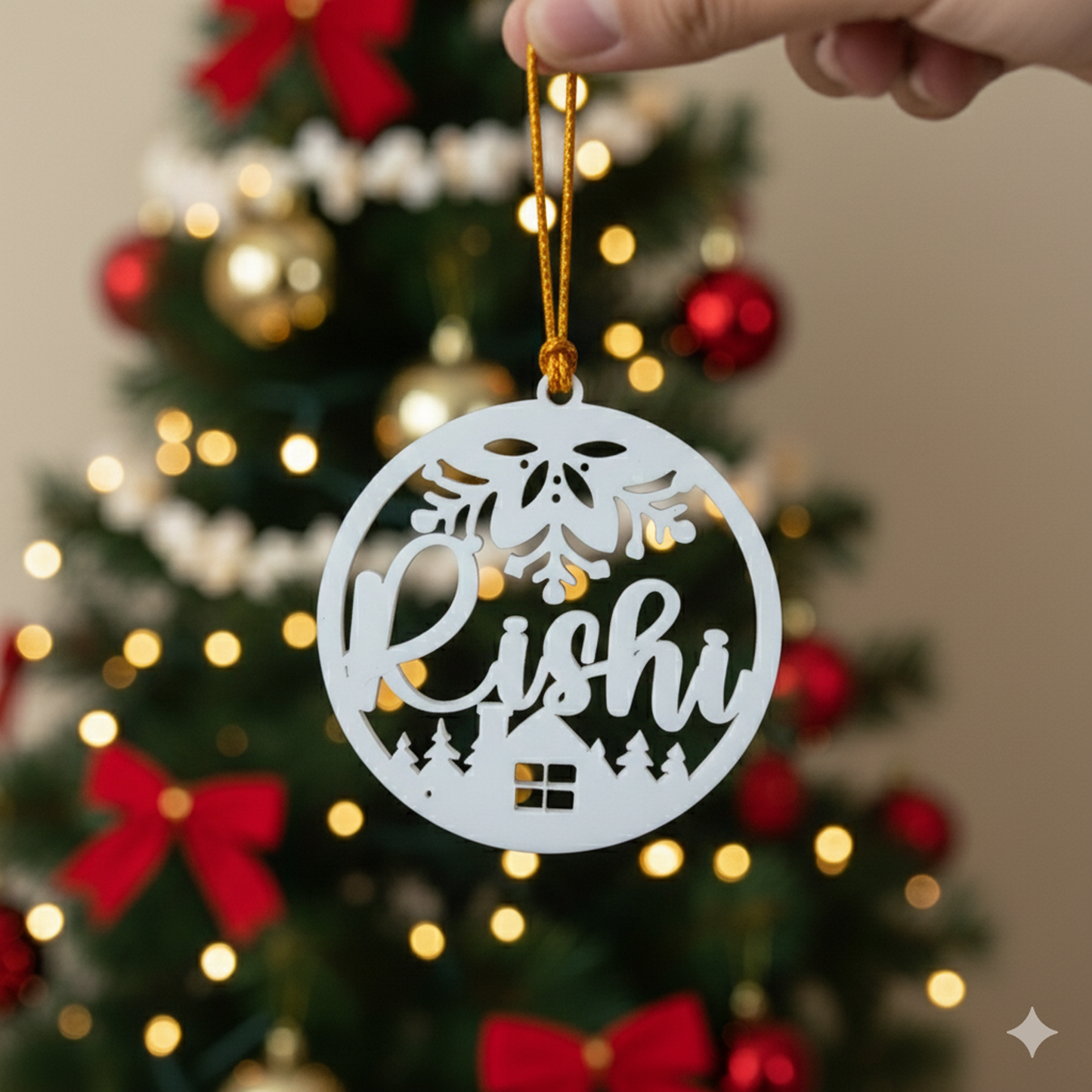 White Acrylic Personalized Christmas Ornament With Name