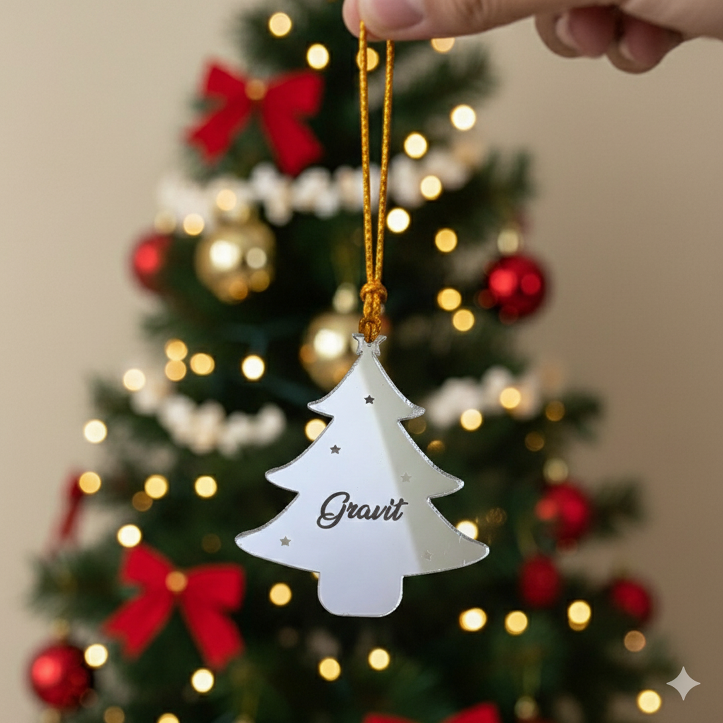 SIlver Chirstmas Tree  Personalized Ornament For Christmas