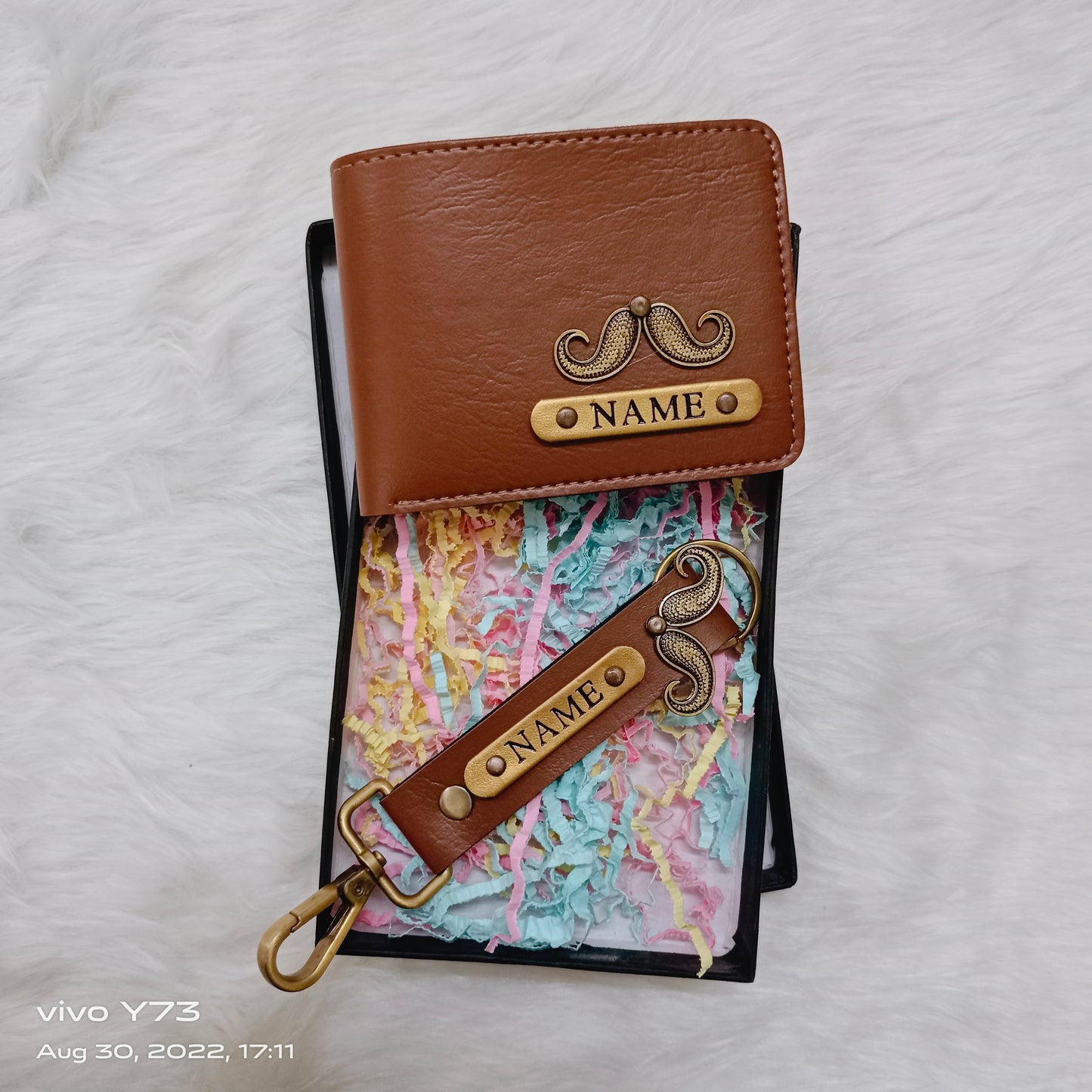 Set of Customised Name Wallet and Name Keychain