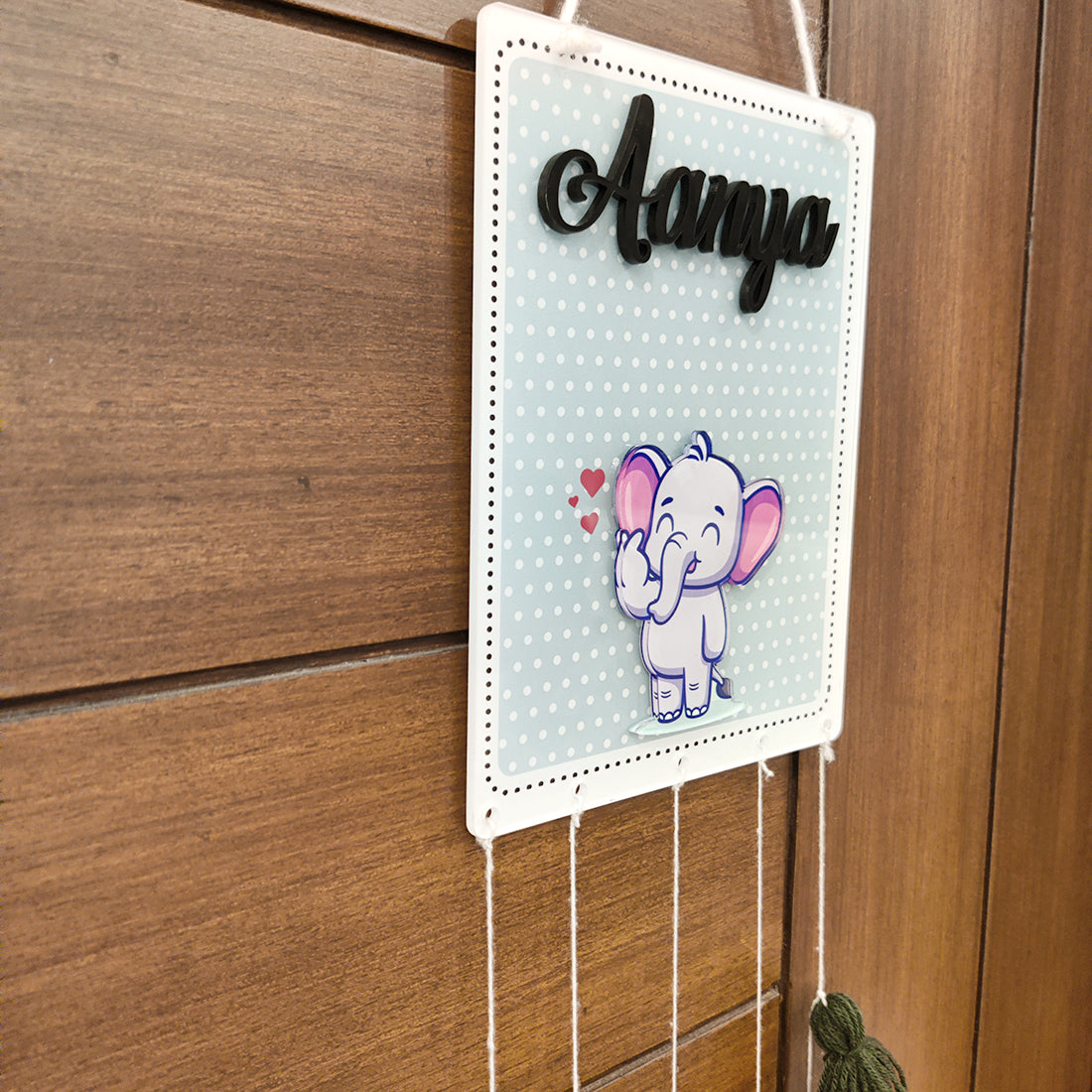 Baby Elephant Theme Name Plate with Tassle