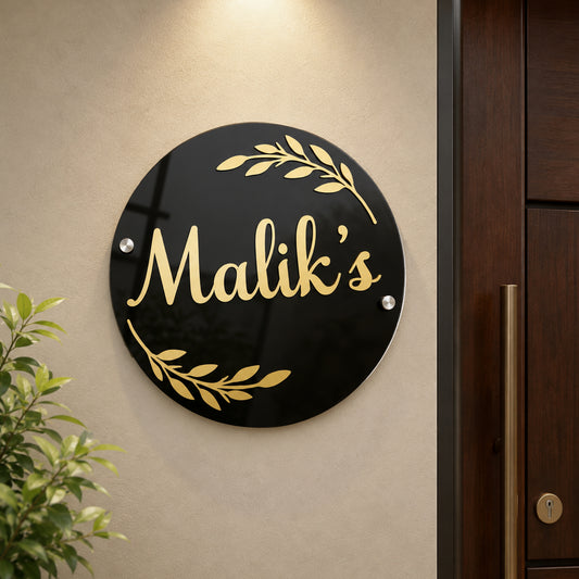 Customized Acrylic Name Plate Golden and Black