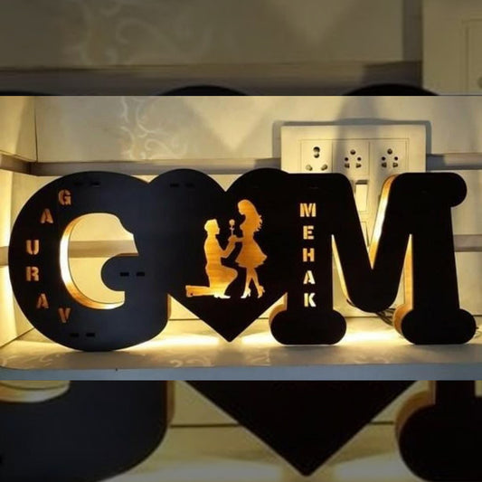 Couple Alphabet With Proposal Heart Lamp(Any Alphabet Can Be Done)