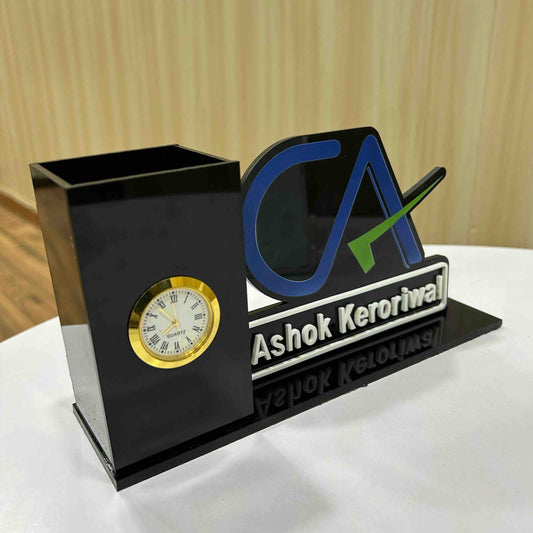 Pen Stand With Clock For Chartered Accountant
