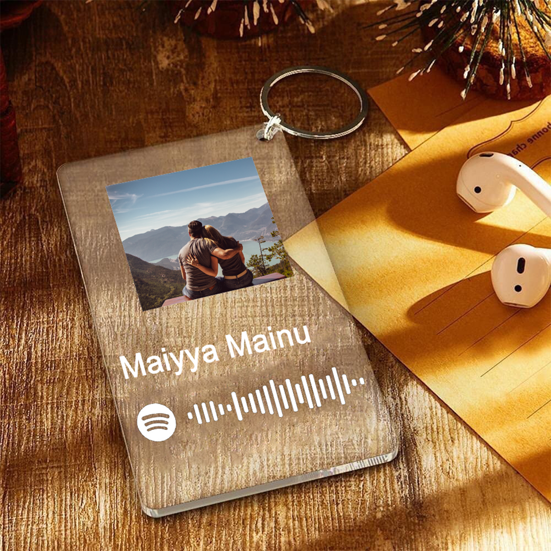 Spotify Personalized Acrylic Keychain With White Text