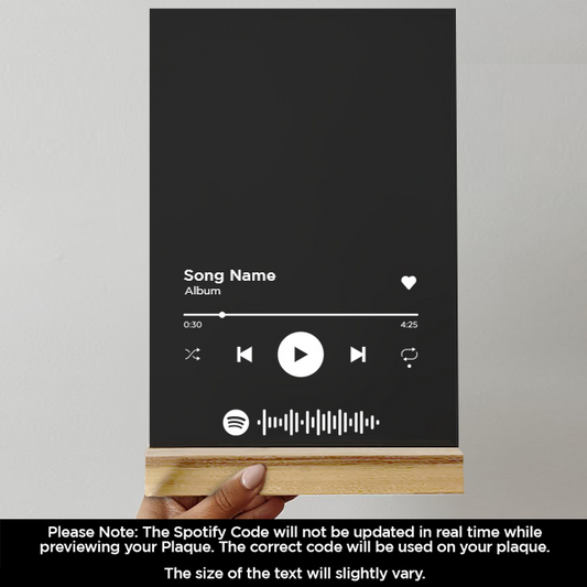 Custom Song Plaque - Black trial